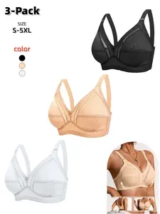 Women's S-5xl Daily Bra, Hollow Out Polka Dot Design, No Underwire, Soft Comfortable, Adjustable Straps, Medium Support, All Seasons，1 Pack/2 Pack/3 Pack/6 Pack.