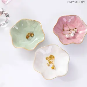 Ceramic Jewelry Storage Tray, 1-Count Irregular-Shaped Storage Holder for Jewelry, Keys and Sundries, Modern Aesthetic Home Organizer for Living Room, Bedroom, Bathroom and Kitchen, Modern Storage Tray