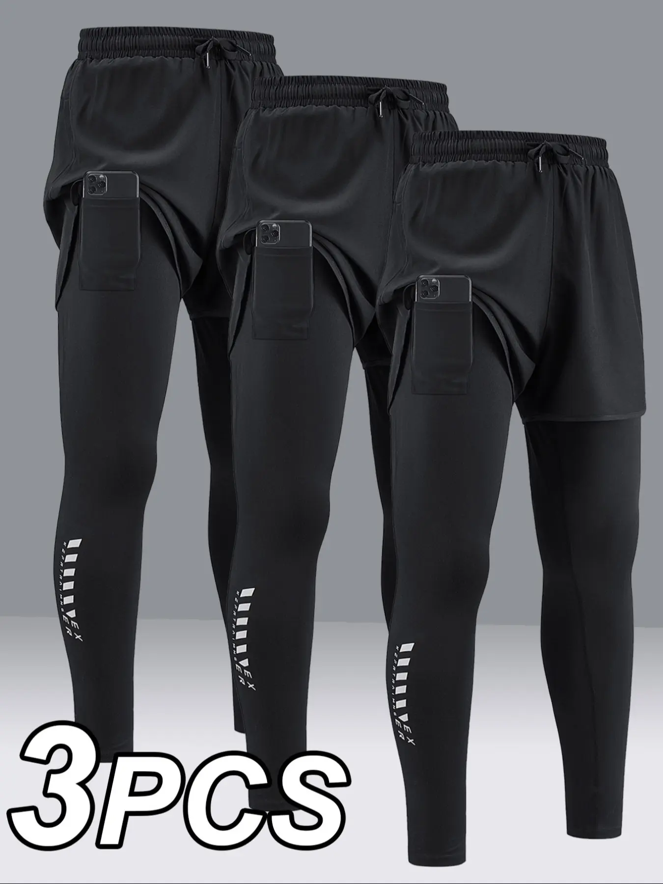 Men's High-Stretch Quick-Dry Sports Pants, Athletic Bottoms, Activewear Bottoms, Running Fitness Trousers, Tight-Fit Design, Phone Storage Pocket, Ideal for Fitness and Training, Athleisure Fitness Leggings