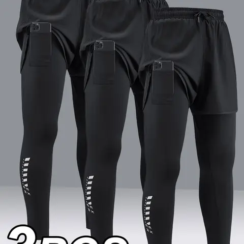 Men's High-Stretch Quick-Dry Sports Pants, Athletic Bottoms, Fitness Apparel, Running Fitness Trousers, Tight-Fit Design, Phone Storage Pocket, Ideal for Fitness and Training, Athleisure Fitness Leggings