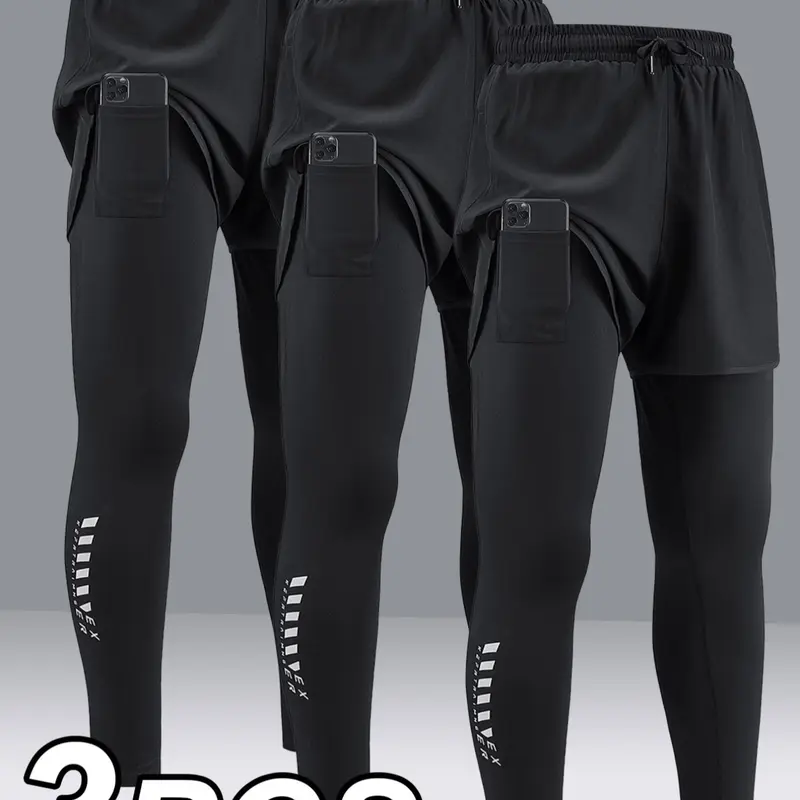 Men's High-Stretch Quick-Dry Sports Pants, Athletic Bottoms, Fitness Apparel, Running Fitness Trousers, Tight-Fit Design, Phone Storage Pocket, Ideal for Fitness and Training, Athleisure Fitness Leggings