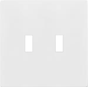 Screwless Double Toggle Switch Wall Plate, Child Safe Dual Light Switch Cover, Mid-Size 2-Gang 4.88" H x 4.92" L, Polycarbonate Thermoplastic, UL Listed, SP-MT2-W, White (1 Pack)