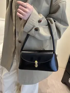 Women's PU Leather Shoulder Bag, Everyday Shoulder Bag, Hobo Shoulder Bag, Vintage Style Small French Bread Handbag, Fashion Versatile Underarm Bag, Metal Lock Design, Daily Use & Gift