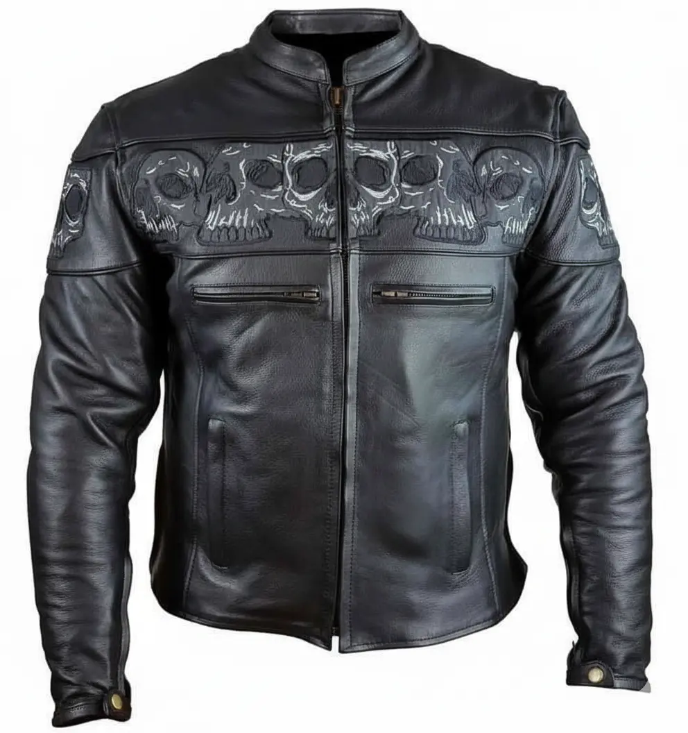 Skull Panel Moto Jacket