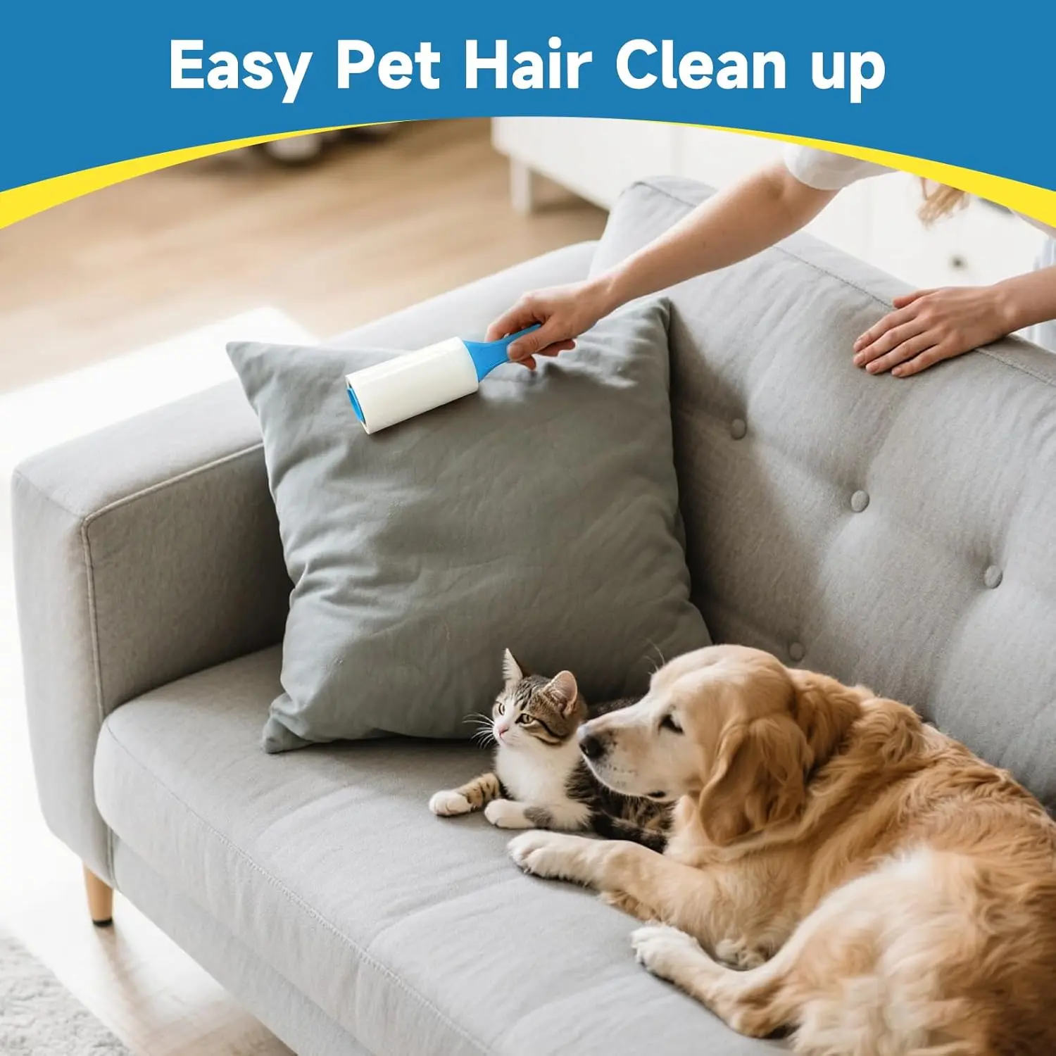Swihauk Frustration-Free 600-Sheet Extra Sticky Lint Roller for Pet Hair, 360° Rotating Sticky Sheet, Spiral-Tear Design, Ergonomic Handle, Multipurpose Hair Removal Tool for Clothes, Furniture