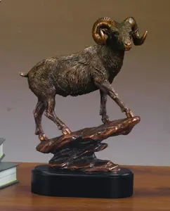 Marian Imports F53208 Ram Bronze-Plated Resin Sculpture, Home Decor Statue for Room Decor