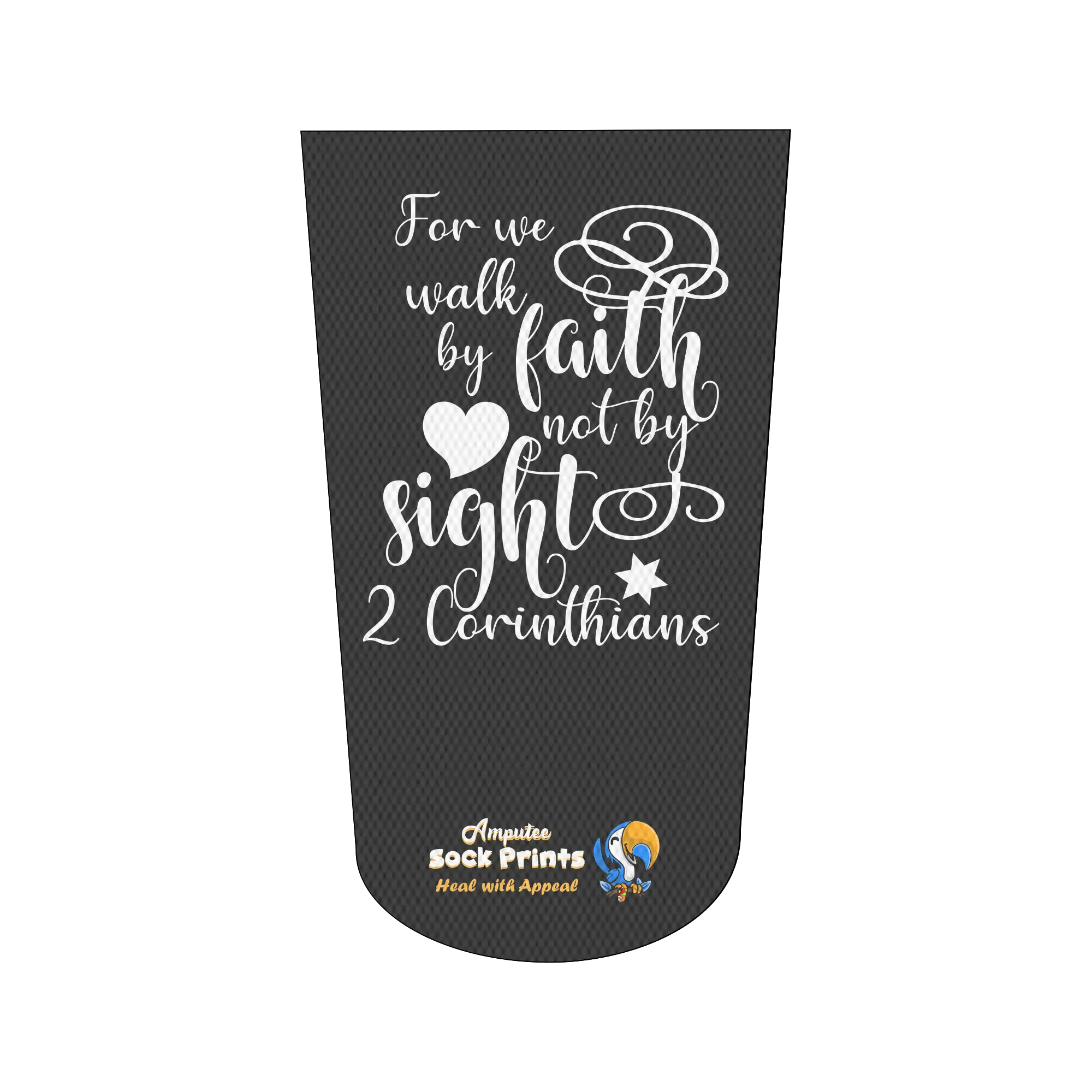 Amputee Sock "For We Walk By Faith", Prosthetic Limb Sock, 3ply Stump Sock