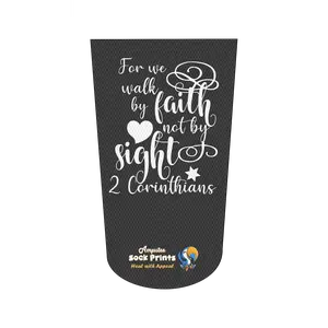 Amputee Sock "For We Walk By Faith", Prosthetic Limb Sock, 3ply Stump Sock