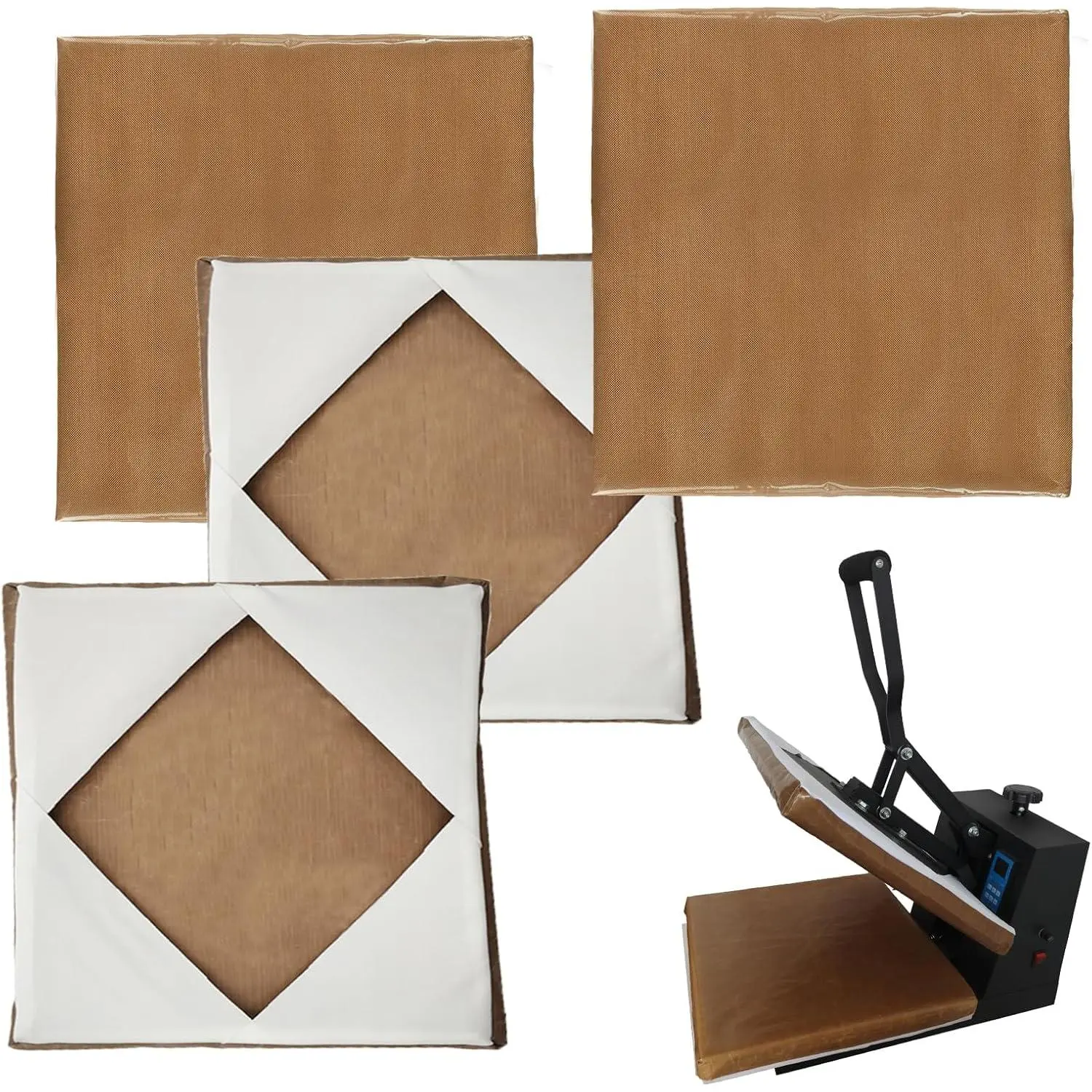 4 count  Teflon Heat Press Platen Wrap Cover 15x15 Inch for Heat Press Machine - Protector for Sublimation - Heat Resistant, Ink Resistant