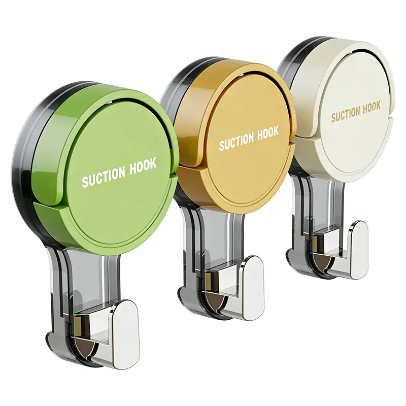 【2Pcs 】No-Drill Suction Cup Hooks Bathroom Home Essentials for Shower Kitchen, Wooden Door, Glass, Mirror, Tile Wall – Towel, Loofah, Robe & Coat Hanging Hook Holder Holds Up to 8 lbs Waterproof Reusable,Lightweight