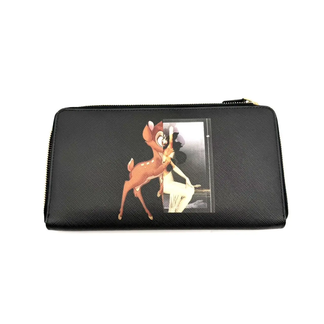 Pre-owned GIVENCHY Leather Clutches & Wristlets CALUXB Textured Coated Canvas Iconic Bambi Print Zip Around Wallet