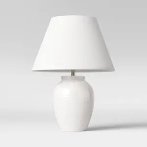 Turned Ceramic Table Lamp White - Threshold
