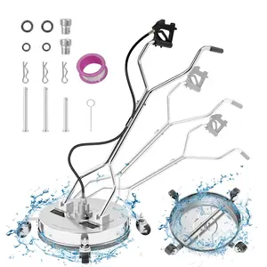 20" Washer Surface Cleaner With 304 Industrial-grade Stainless Steel Housing  Dual Handle Driveway Attachment 2 Replacement Nozzles For Concrete Sidewalk Deck 4500 Psi
