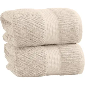 100% Cotton 2 Pack Bath Sheet Towel Set Super Soft & Absorbent Quick-Dry Oversize Textured Durable Cotton Bath Towels