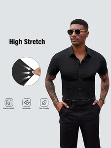 Elencoco Slim Fit Casual Button Down Shirts,Stretch Short-Sleeve Shirt Top Basic For Men,Father's Day Gift, Menswear,Tiktok shop deals,Gifts for him,Valentines day outfit