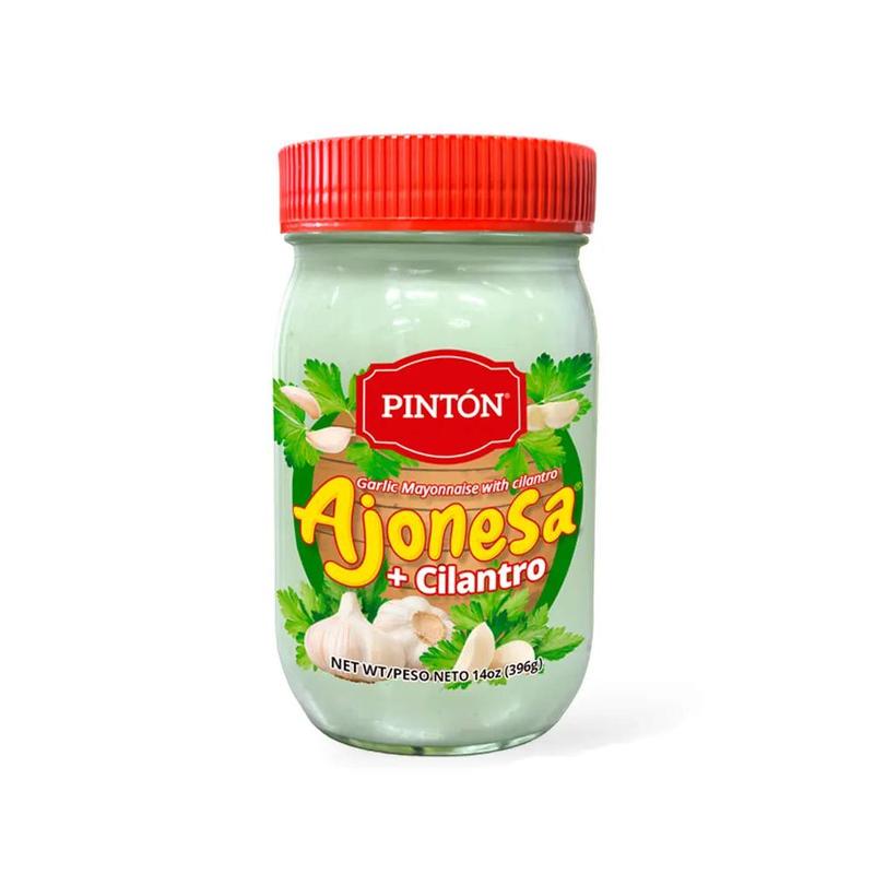 PINTÓN Ajonesa Cilantro (2 PACK) Fusion by Pintón Flavor Dip Pack2 Creamy Garlic Mayonnaise with Fresh Cilantro for Meats Fish Seafood and Dips