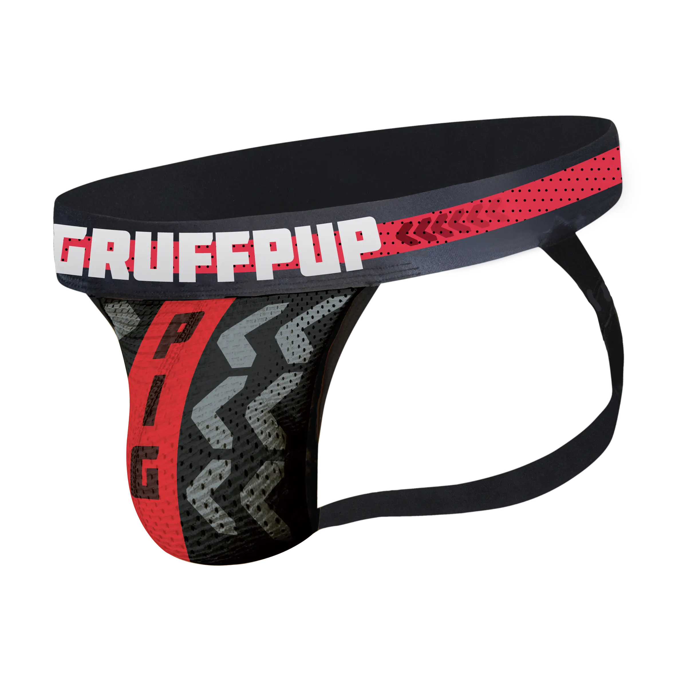 Gruff Pup Pig Pen Jockstrap - Mesh Athletic Jock for Gay Men - Sexy & Semi-Sheer Fabric - Gym Nightlife Menswear Leather Medium