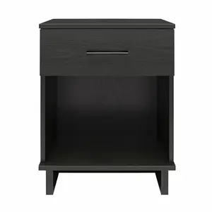 1 Drawer Nightstand, Black Oak