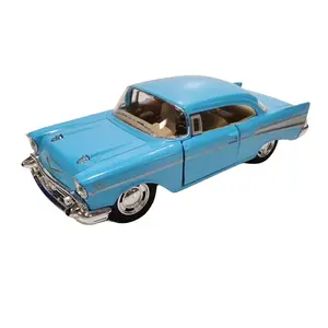 KINSMART 1957 Chevrolet Bel Air Die Cast Toy Car 1:40 Scale Blue Pull Back & Go Action Collectible Model