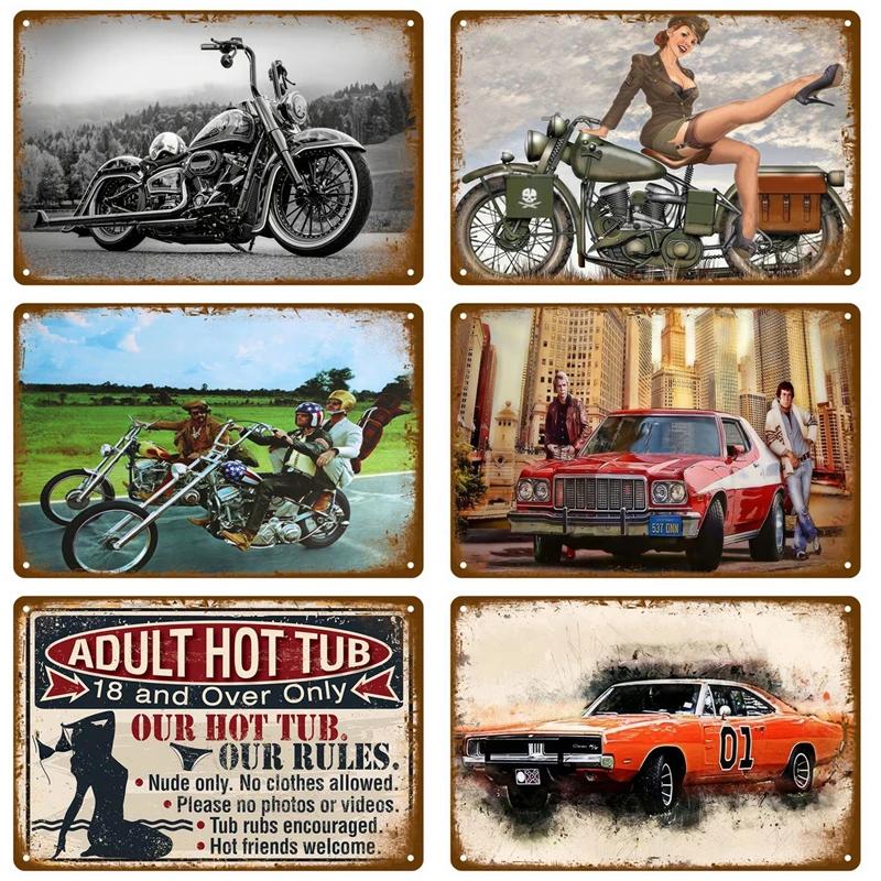 8x12inch  Vintage Room Decoration Home Decor Items Tin Signs Aesthetic Men Bedroom Metal Signs Retro Metal Plate Posters Wall Art Mural