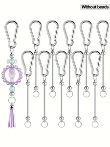 10 pieces of women's keychains, DIY bead keychains, blank keychain strips, multi-purpose keychains for bead keyrings, connecting rods, handmade bead keychains, decorative accessories, bags, pendants, and holiday gifts