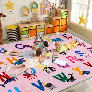 Classroom Rug Elementary Colorful Alphabet  Rugs for Playroom Machine Washable  Rugs for ChildrenToddlers Bedroom