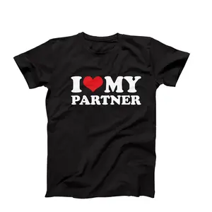 I Love My Partner T-Shirt, I Heart My Partner Tee, Bespoke I Heart/Love Tee, Valentines Day Shirt, Birthday Gift Idea, Anniversary Gift Idea T-Shirts size S-3XL Clothing Menswear