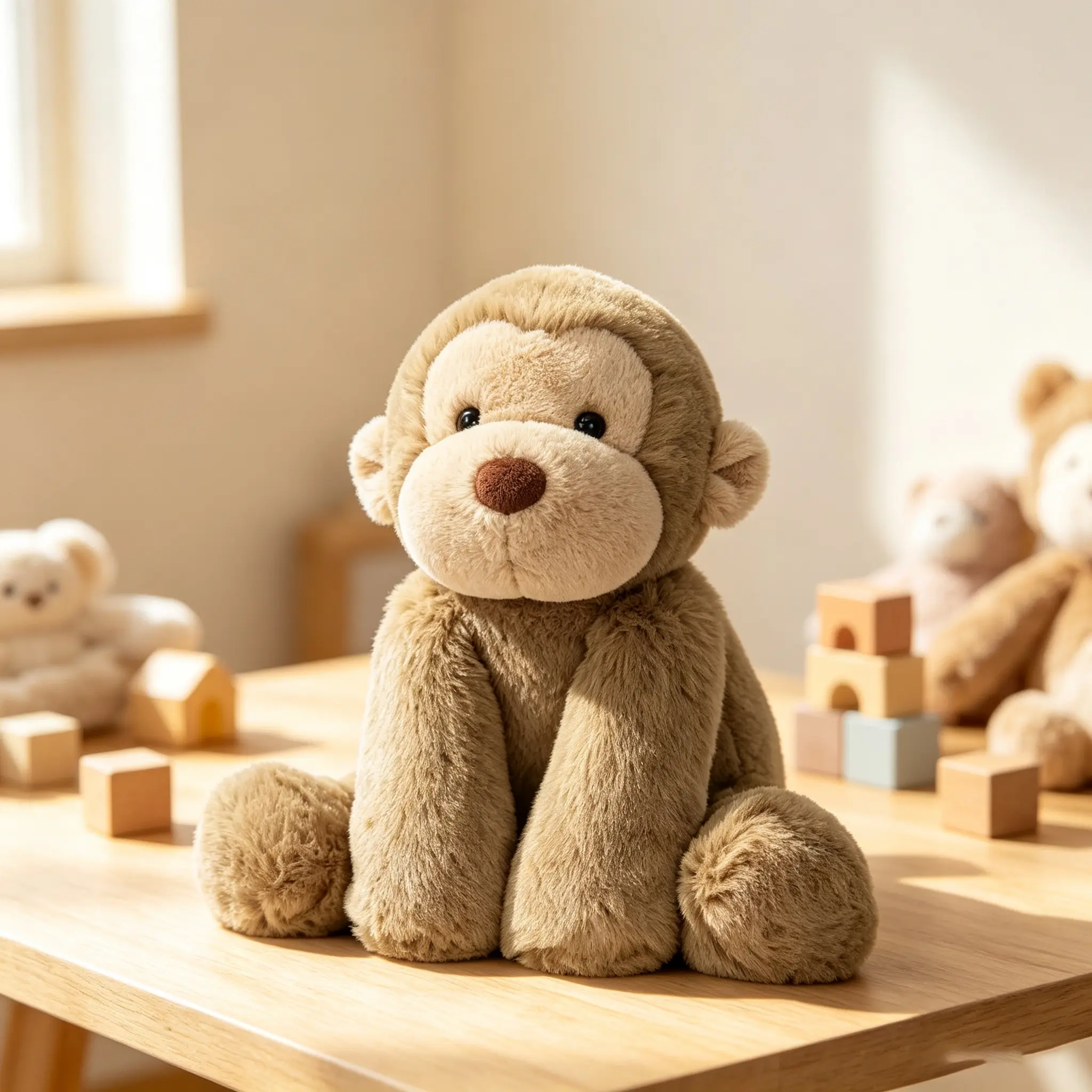 24cm Soft Smudge Monkey Plush Toy - Unisex Stuffed Animals, Cute Zoo Huggable Doll, Premium Soft Cotton Medium-Sized Toy for Kids Play & Holiday Gifts