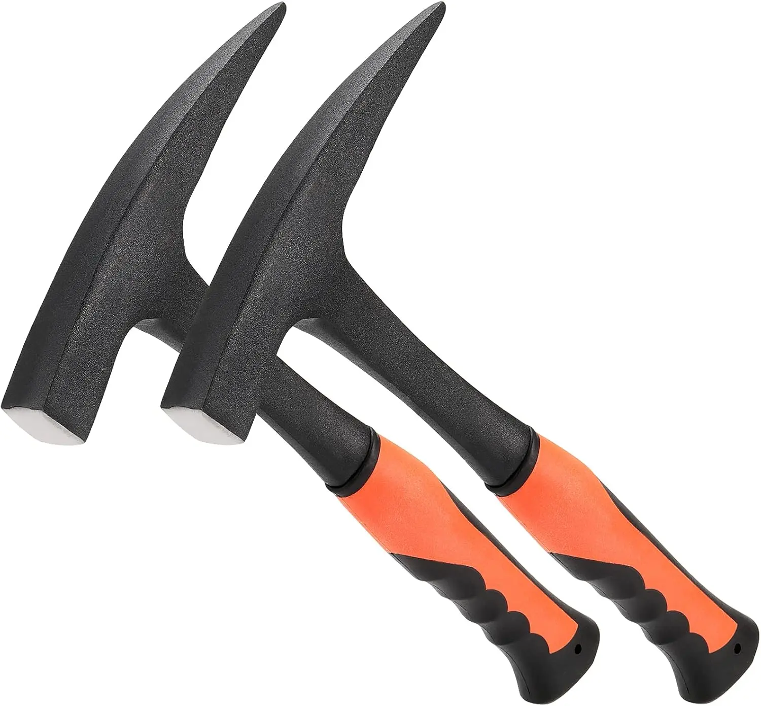 2 Pack 28 oz Rock Pick, Geological Hammer with Pointed Tip, Masonry Hammer with Non-Slip Shock Absorbing Grip for Masoners, Geologists, Campers