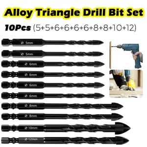 Masonary Drill Bits Set, Concrete Drill Bit Set for Tile, Brick, Glass, Plastic and Wood, Wall Mirrow, Ceramic Tile, Brick Wall