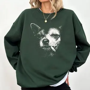 Dog Smoking Cigarette Funny Chihuahua Meme Sweatshirt