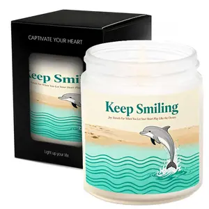 Lavender Scented Glass Jar Candle Dolphin Theme Playful Happy Joyful Gift For Women Men Him Her Friends Family Coworkers Lovers Neighbors Motivation Candle Home Office Bedroom Decor Decoration