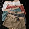6-Pack Biweier Women's Plain High Waist Boyshorts, Soft, Comfortable and Breathable, Elastic Waistband, Stretchy and Snug Fit, Ice Silk Cool Feel, Ideal for Casual Wear and Home Use