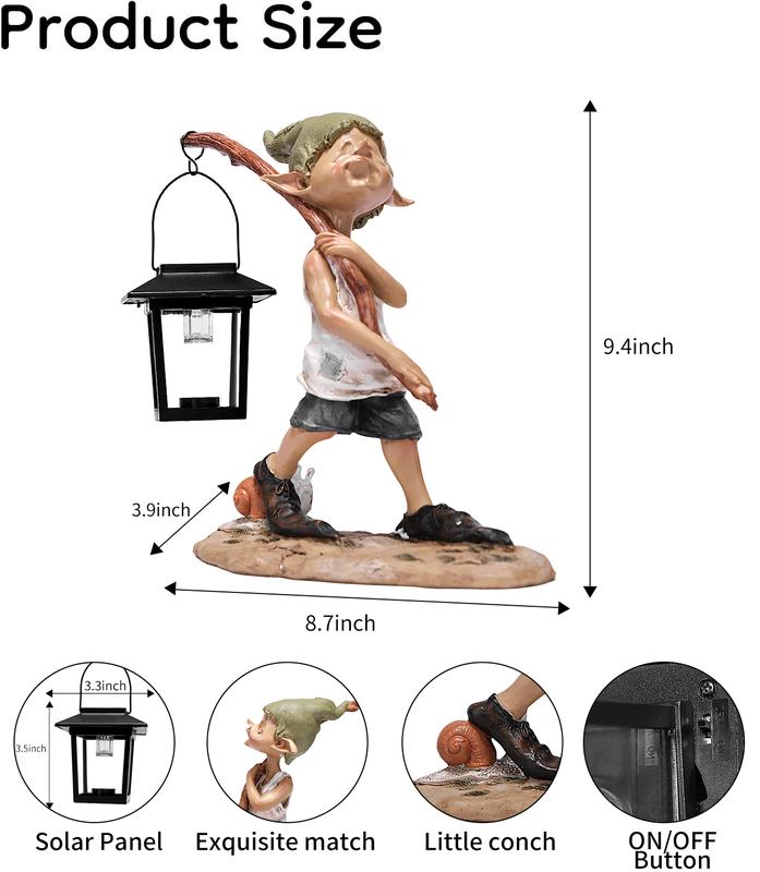 Wandering Elf Statue With Solar Powered Photosensitive Lamp,Outdoor Garden and Courtyard Decorations,Ideal Gifts for Women, Mom or Birthdays, Beautifully Crafted Outdoor & Home Decor to Wow Your Guests