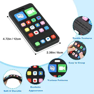 Baby Silicone Teething Toys, Phone Teether Toys for Toddlers 3-18 Months, Boys Girls Babies Teething Toy, Baby Chew Toy, Freezer BPA Free