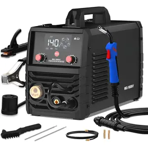 140A MIG Welder 110V/220V Dual  - 5 in 1 Portable Gasless MIG/MAG/FLUX/TIG/MMA Welding Machine with Synergic Control, IGBT Inverter & LED Display