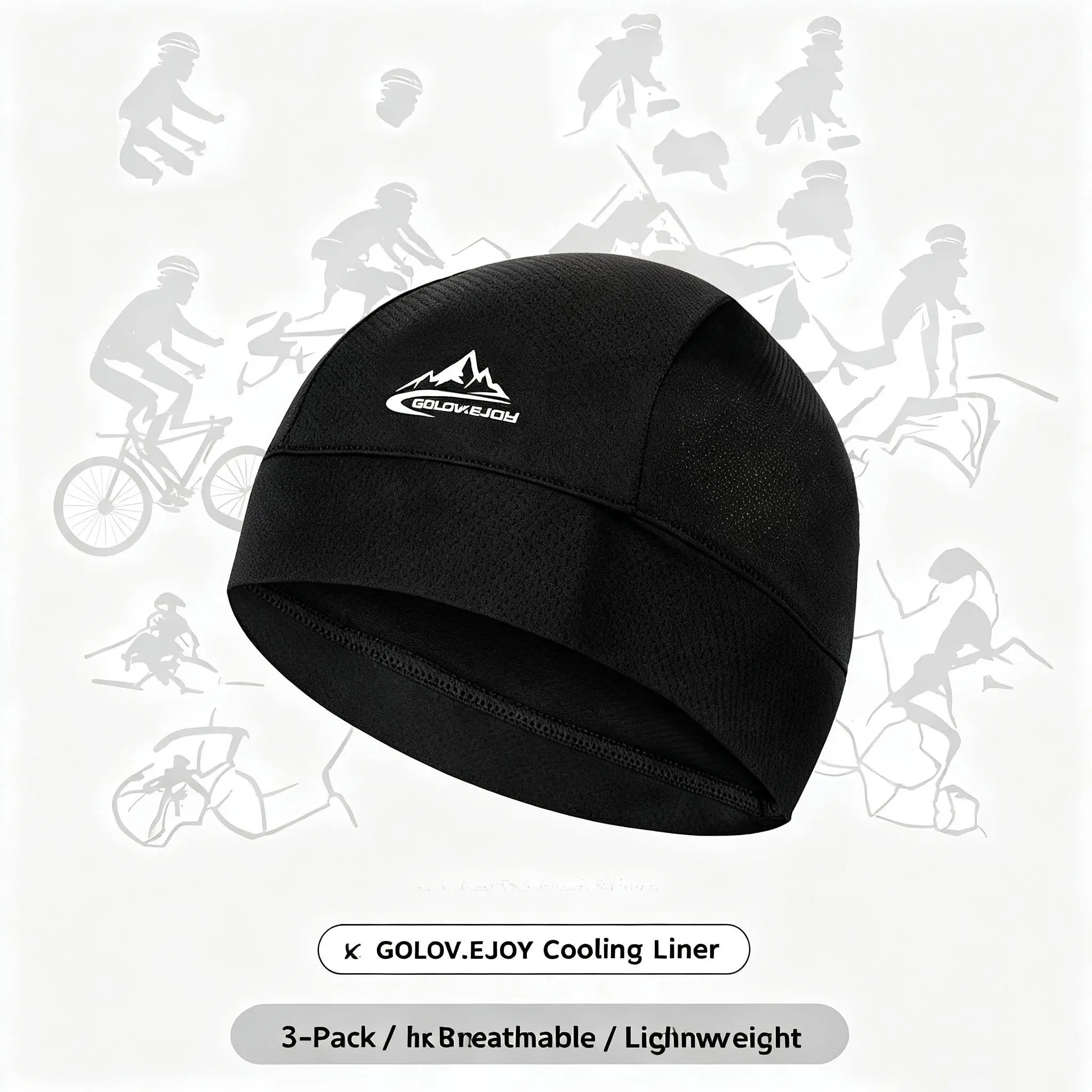 Sweat Wicking Cooling Skull Cap Anti-Slip Helmet Liner Beanie for Men Cycling Running Lightweight Sports Hat