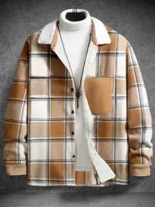 Plaid Shirt Warm Plaid Long Sleeve Button-Up Shirt Casual Jacket Outerwear, Stylish & Comfortable Design, Perfect for Everyday Wear