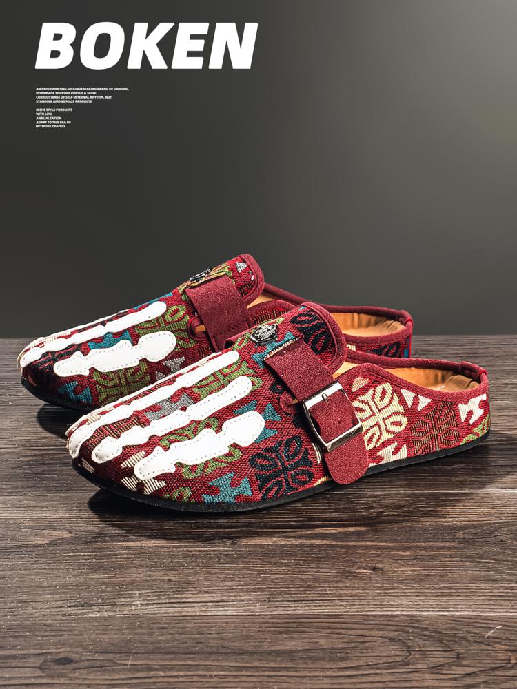 Women's Bohemian Mules with Geometric Print, Round Toe Flats Featuring a Strap Accent, Cushioned Footbed and Rubber Sole, Lightweight Cushioned Clogs, Walking Shoes, Slip On, Tribal Print, Buckle Strap, Boho Mules, Footwear, Fabric Upper, Cushioned Bed Women's Bohemian Mules with Geometric Print, Round Toe Flats Featuring a Strap Accent, Cushioned Footbed and Rubber Sole, Lightweight Cushioned Clogs, Walking Shoes, Slip On, Tribal Print, Buckle Strap, Boho Mules, Footwear, Fabric Upper, Cushioned Bed