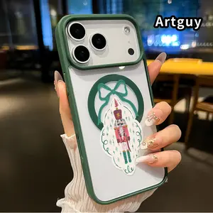 Magnetic Case Compatible with iPhone 17 Pro Max 16 Plus 15 14 13 12 11 XR Air E Nutcracker Christmas Ornament Clear Acrylic Back Drop Protection Pocket-Friendly Cellphone Cover Gift for Boy