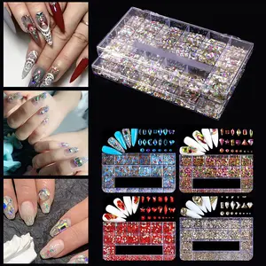 Time-limited 3000PCS Mix Nail Crystal Glass Diamante Set DIY Rhinestone Bling