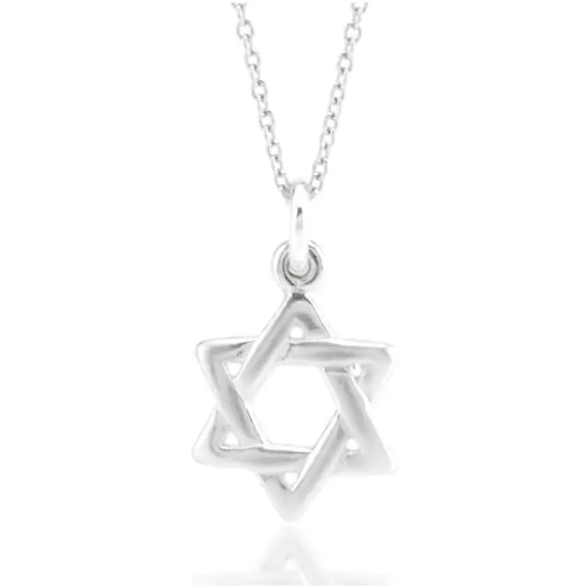Sterling Silver Tiny Star of David Charm Necklace, 18"