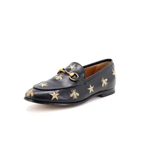 Pre-owned Gucci Women's Jordaan Loafers Embroidered Leather by Rebag