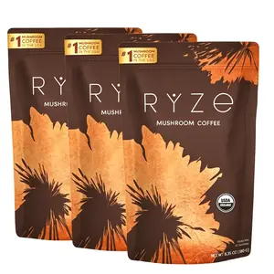 USDA Organic RYZe Natural Edible Mushroom Coffee - 30 Servings, 6 Adaptogenic Mushrooms, MCT Oil, 2000mg Superfoods, Instant Dietary Coffee with Wellness Vitamins, USA-Grown Supplement