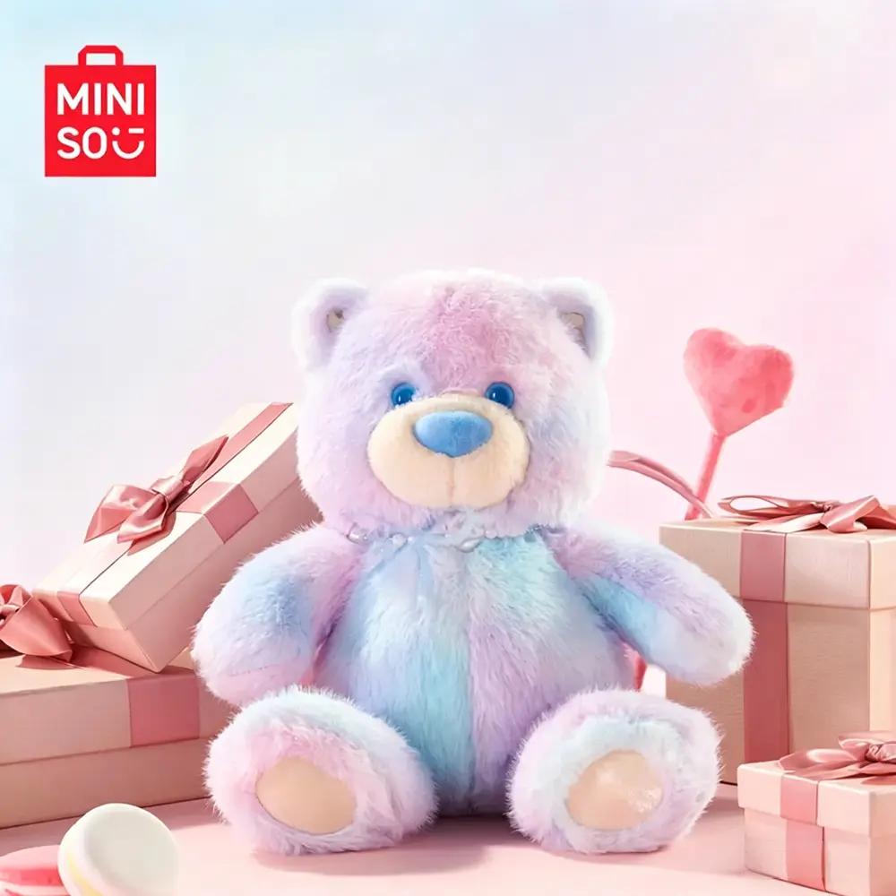 MINISO Gift Bear Iridescent Plush Doll, Cute Scented Stuffed Teddy Bear Toy, Soft Fluffy Fragrance Plush Figure, Kawaii Cartoon Bear Ornament, Perfect Birthday Holiday Gift for Kids Girls Home Decoration and Collectible Souvenir  #Summervibes