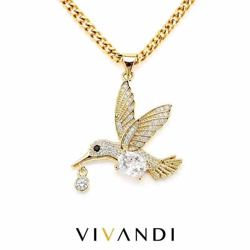 Vivandi Hummingbird Pendant Necklace