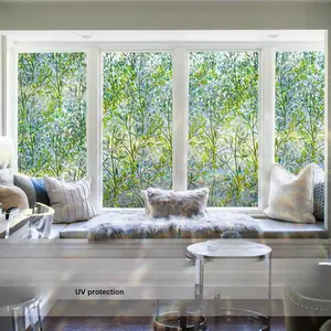 [New Deal] Window Privacy Film Stain Glass Window Film Rainbow Window Film Window clings Non-Adhesive Reusable Decorative for Room (Leaf Rainbow, 17.5 X 78.7 in)