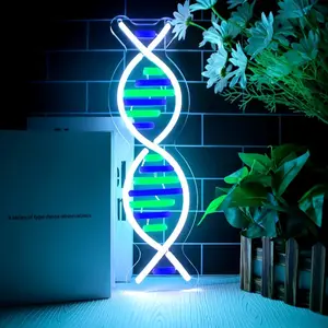 1pc DNA Double Helix Neon Signs for Wall Decor, Dimmable LED DNA Neon Light Art Wall Sign, USB Powered for Man Cave Gaming Room Bedroom Biology Science Gift Decor for Nurse Doctor Physician