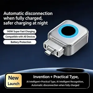 Smart Auto-Stop Charging Adapter, 140w USB-C Automatic Disconnect Charger, Full Charge Pop-Up Device, Safe Nightly Charging, Compatible with Phones Tablets