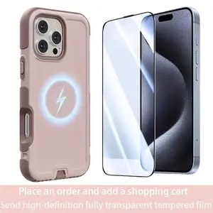 LensGuard for iphone16 15 14  Magnetic Warrior Hybrid Case,[with Screen Protector] shockproof phone case,[compatibility with MagSafe] Military Heavy Duty Armor Silicone Case for Man Woman